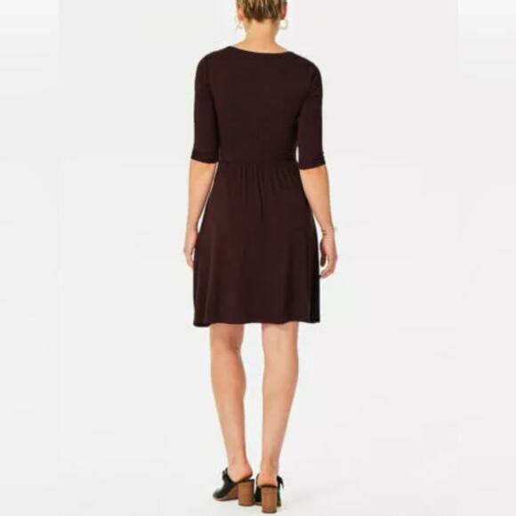 Matilda Jane Women Dress Size Small Eggplant Stretch Knit Pockets Teacher Office - Picture 2 of 12